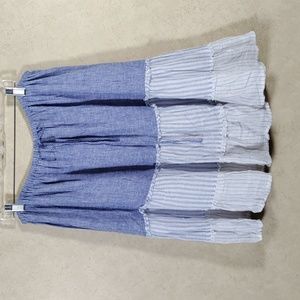 04177 Rails blue & white mostly linen Madeline Stripe skirt M